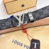 LV Men's Belt, New Arrival, Genuine Cowhide Leather, Matte Finish, Corrosion-Resistant Letter Hardware, 3.8cm Width