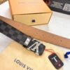 LV Men's Belt, New Arrival, Genuine Cowhide Leather, Matte Finish, Corrosion-Resistant Letter Hardware, 3.8cm Width