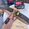 LV Men's Belt, New Arrival, Louis Vuitton Leather Belt, 3.8cm Width, Full-Grain Cowhide Matte Buckle with Etched Logo Hardware, Authentic NXP Chip, Imported Plaid Fabric