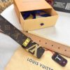 LV Men's Belt, New Arrival, Louis Vuitton Leather Belt, 3.8cm Width, Full-Grain Cowhide Matte Buckle with Etched Logo Hardware, Authentic NXP Chip, Imported Plaid Fabric