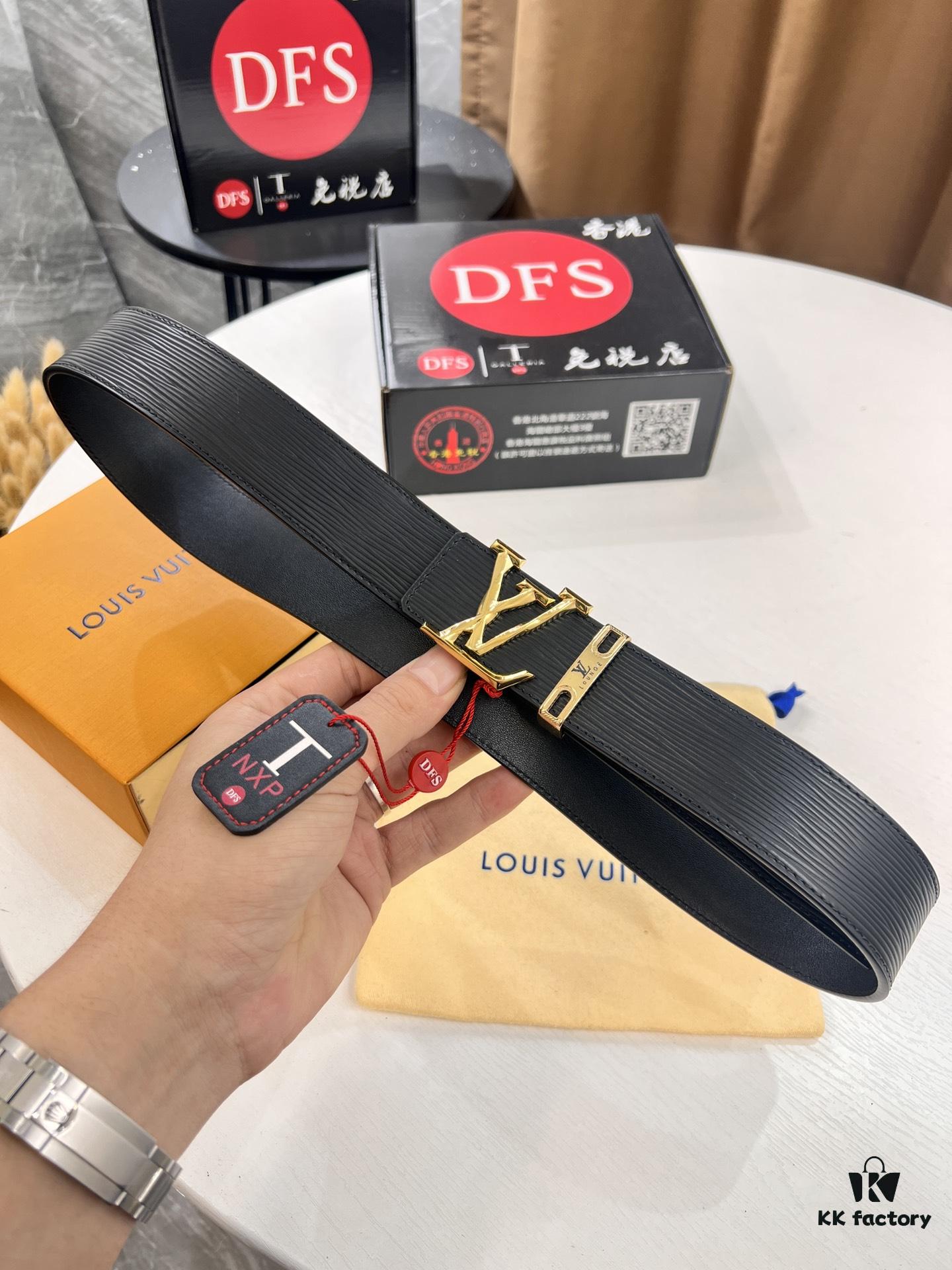Top-Tier Louis Vuitton LV Belt, Double-Sided Wear, French Top-Grain Calfskin with NXP RFID Chip, 3.8cm Width, Authentic Metal Hardware, Hong Kong Duty-Free T Gift Box