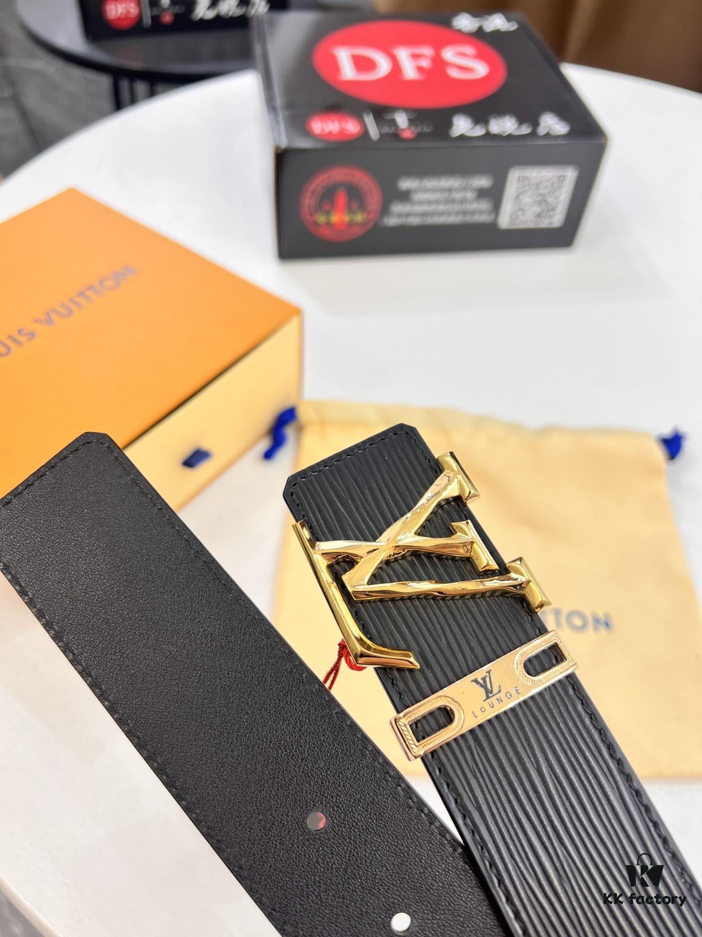 Top-Tier Louis Vuitton LV Belt, Double-Sided Wear, French Top-Grain Calfskin with NXP RFID Chip, 3.8cm Width, Authentic Metal Hardware, Hong Kong Duty-Free T Gift Box