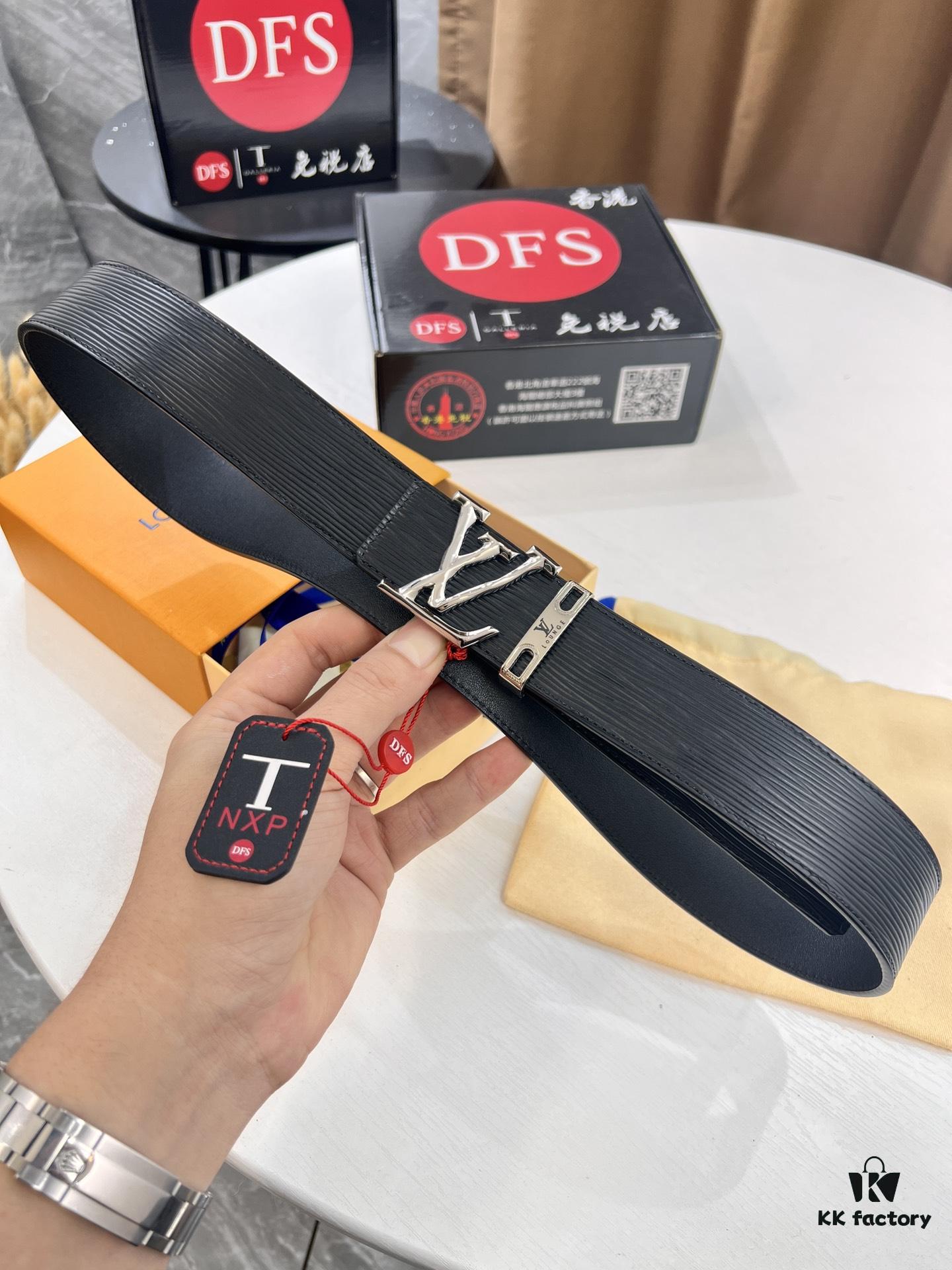 Top-Tier Louis Vuitton LV Belt, Double-Sided Wear, French Top-Grain Calfskin with NXP RFID Chip, 3.8cm Width, Genuine Steel Hardware, Hong Kong Duty-Free T Gift Box