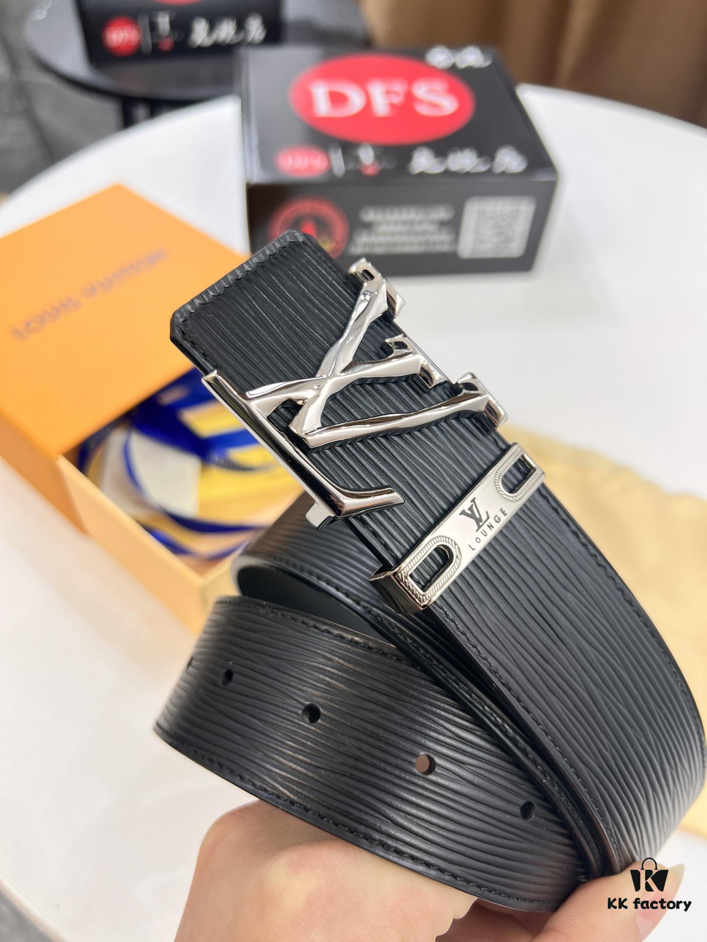 Top-Tier Louis Vuitton LV Belt, Double-Sided Wear, French Top-Grain Calfskin with NXP RFID Chip, 3.8cm Width, Genuine Steel Hardware, Hong Kong Duty-Free T Gift Box