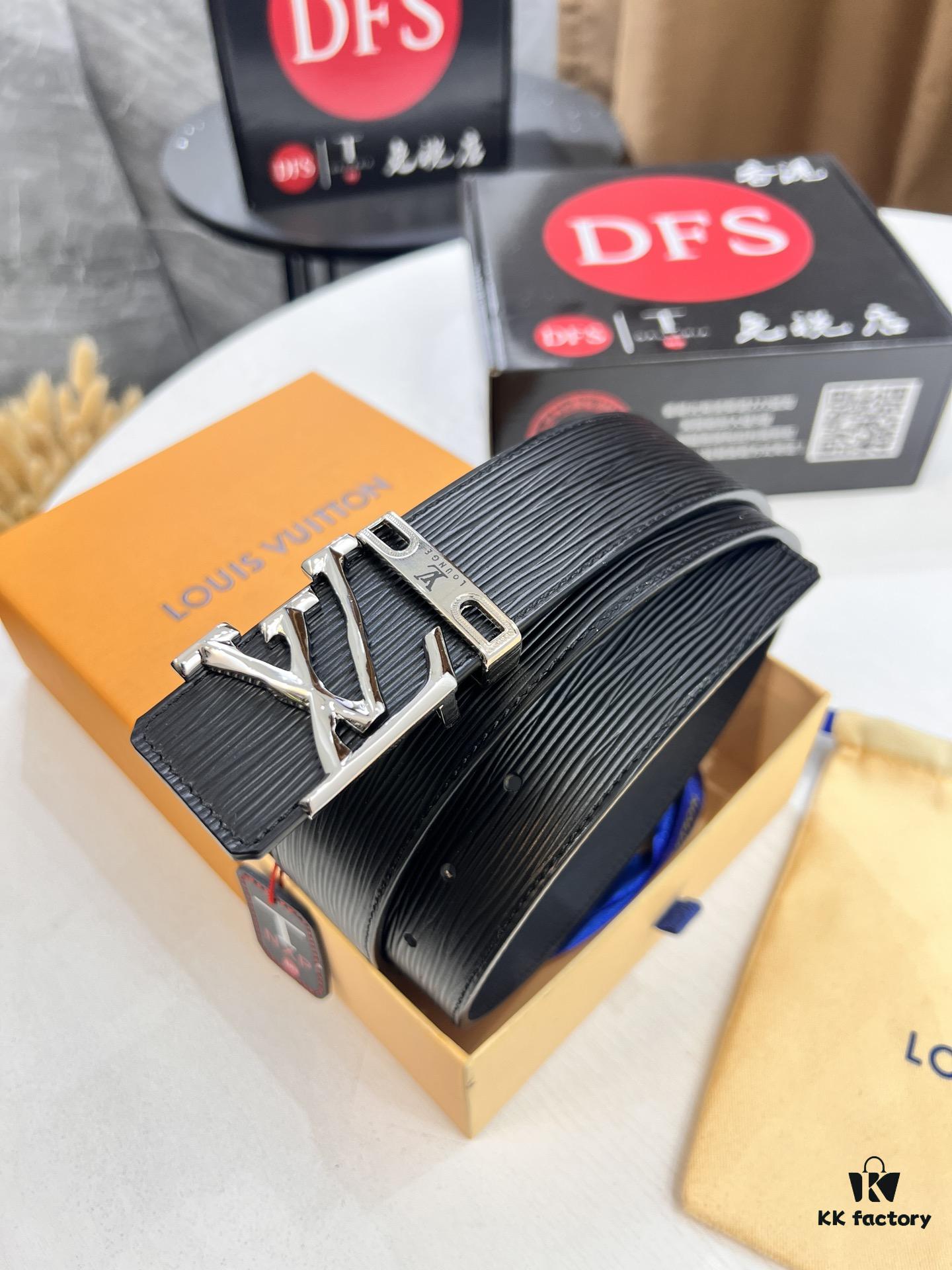 Top-Tier Louis Vuitton LV Belt, Double-Sided Wear, French Top-Grain Calfskin with NXP RFID Chip, 3.8cm Width, Genuine Steel Hardware, Hong Kong Duty-Free T Gift Box