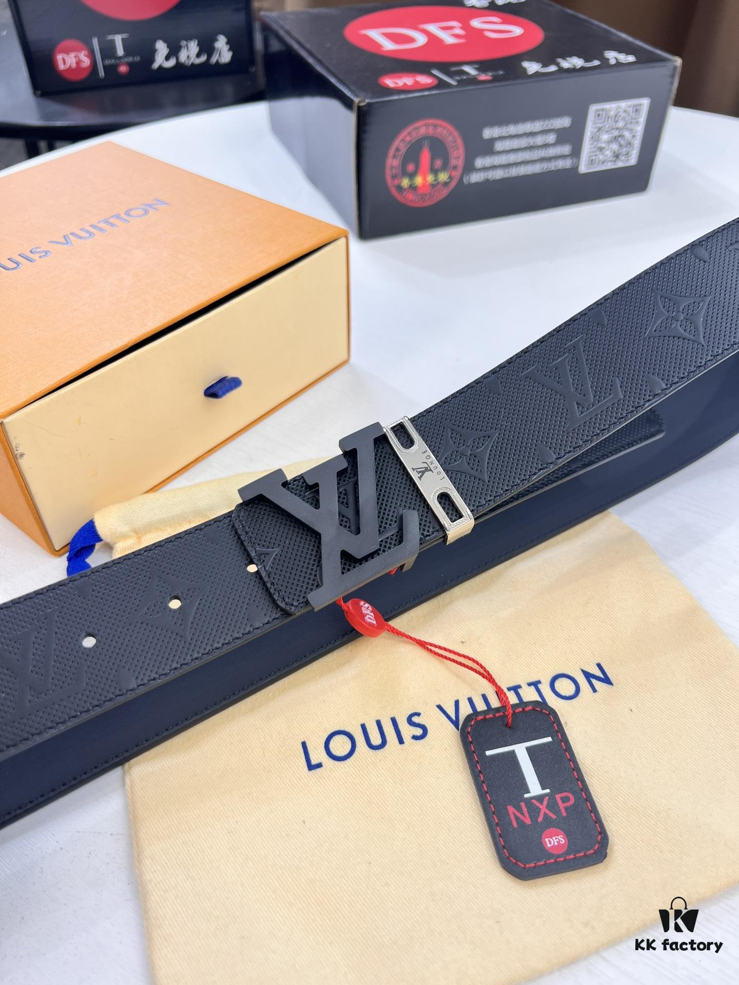 Louis Vuitton LV Men's Belt, 3.8cm Width, Genuine Top-Grade Cowhide Leather, Double-Sided Use, NXP Anti-Counterfeit Chip, Duty-Free Packaging