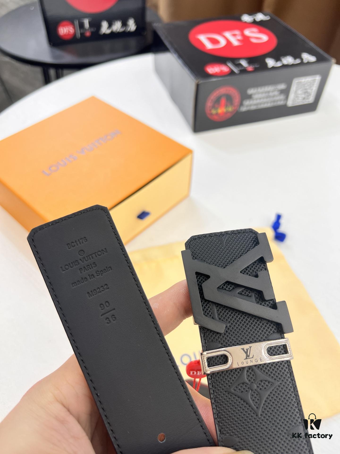 Louis Vuitton LV Men's Belt, 3.8cm Width, Genuine Top-Grade Cowhide Leather, Double-Sided Use, NXP Anti-Counterfeit Chip, Duty-Free Packaging