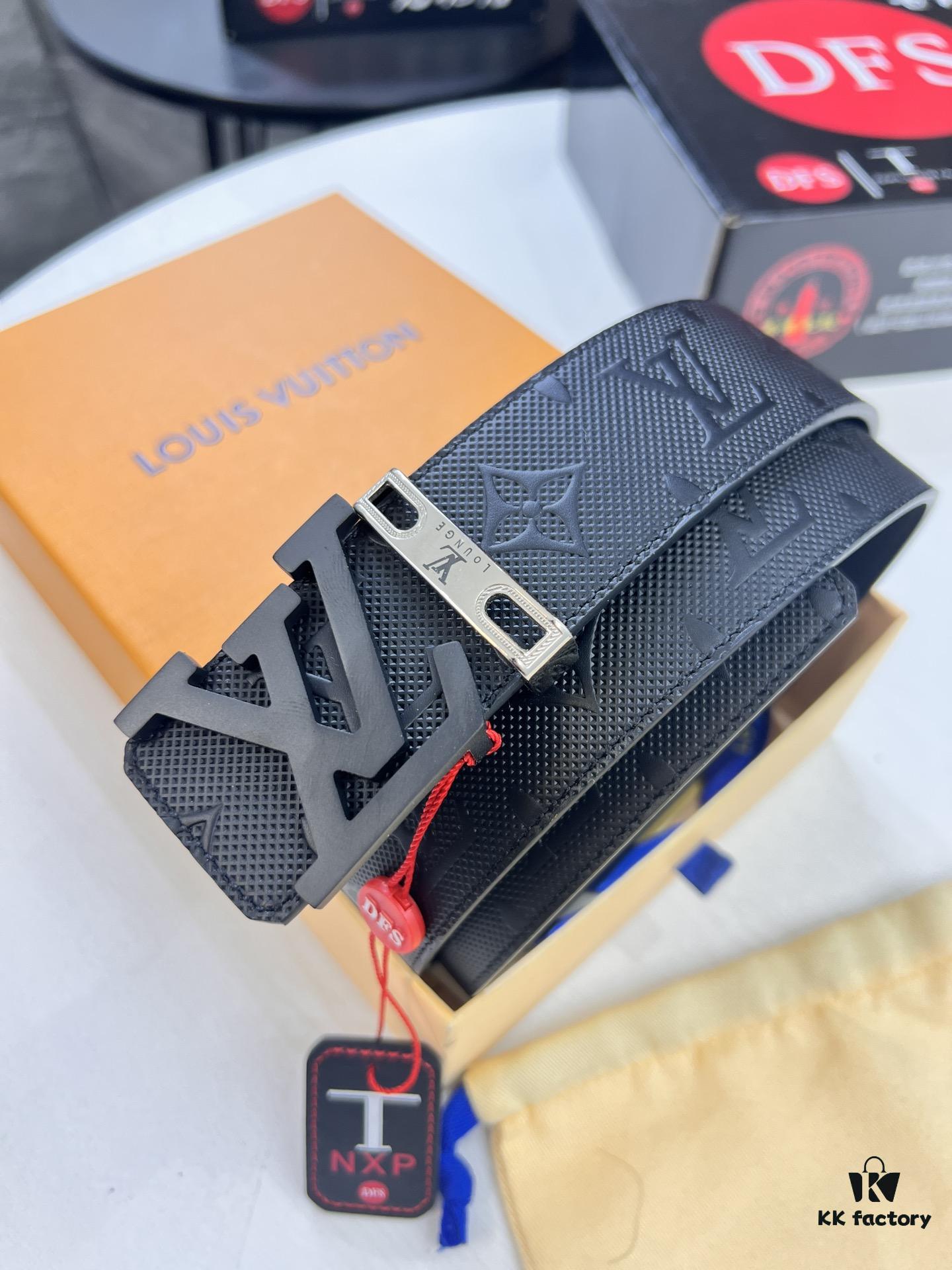 Louis Vuitton LV Men's Belt, 3.8cm Width, Genuine Top-Grade Cowhide Leather, Double-Sided Use, NXP Anti-Counterfeit Chip, Duty-Free Packaging