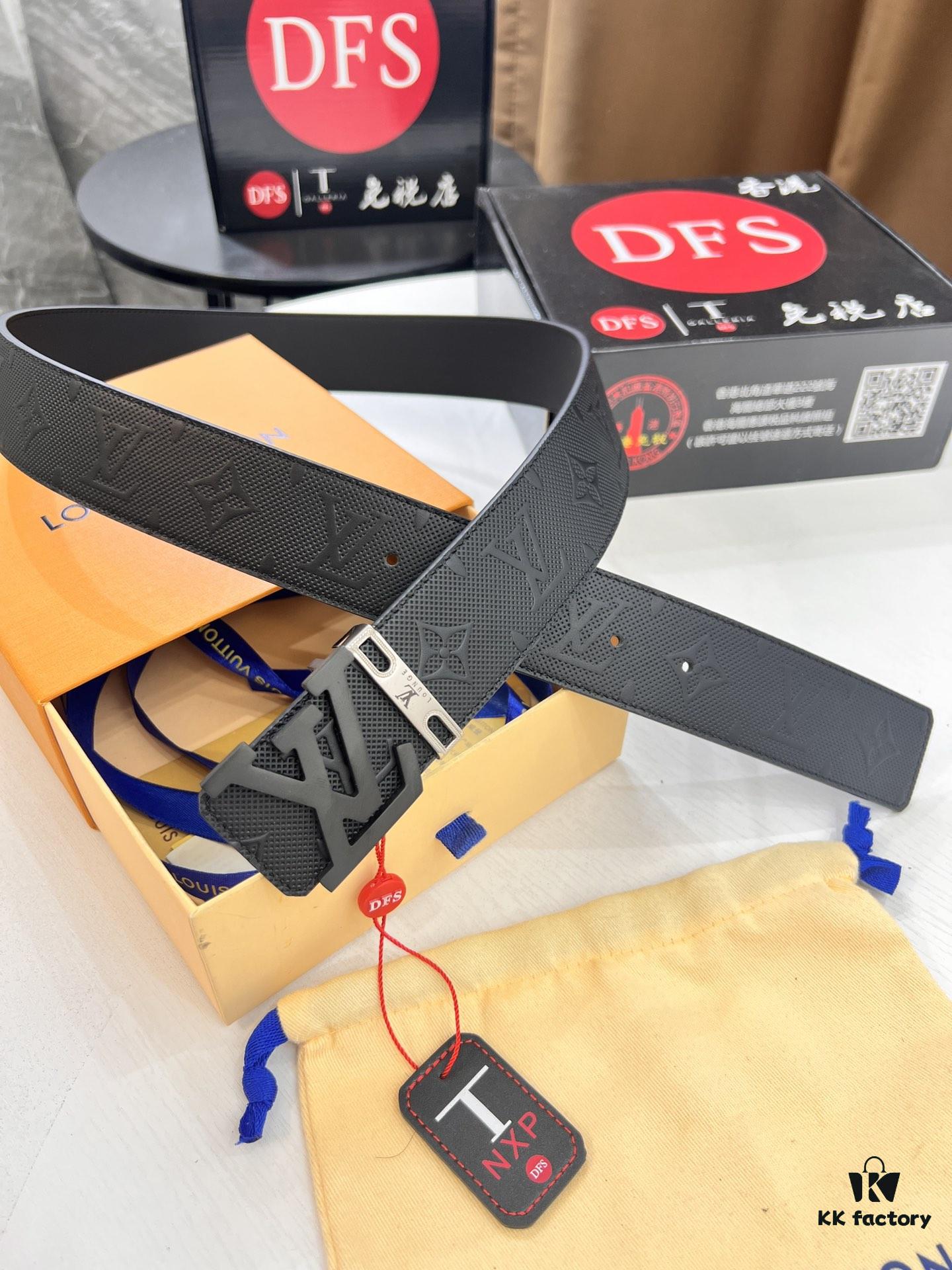 Louis Vuitton LV Men's Belt, 3.8cm Width, Genuine Top-Grade Cowhide Leather, Double-Sided Use, NXP Anti-Counterfeit Chip, Duty-Free Packaging