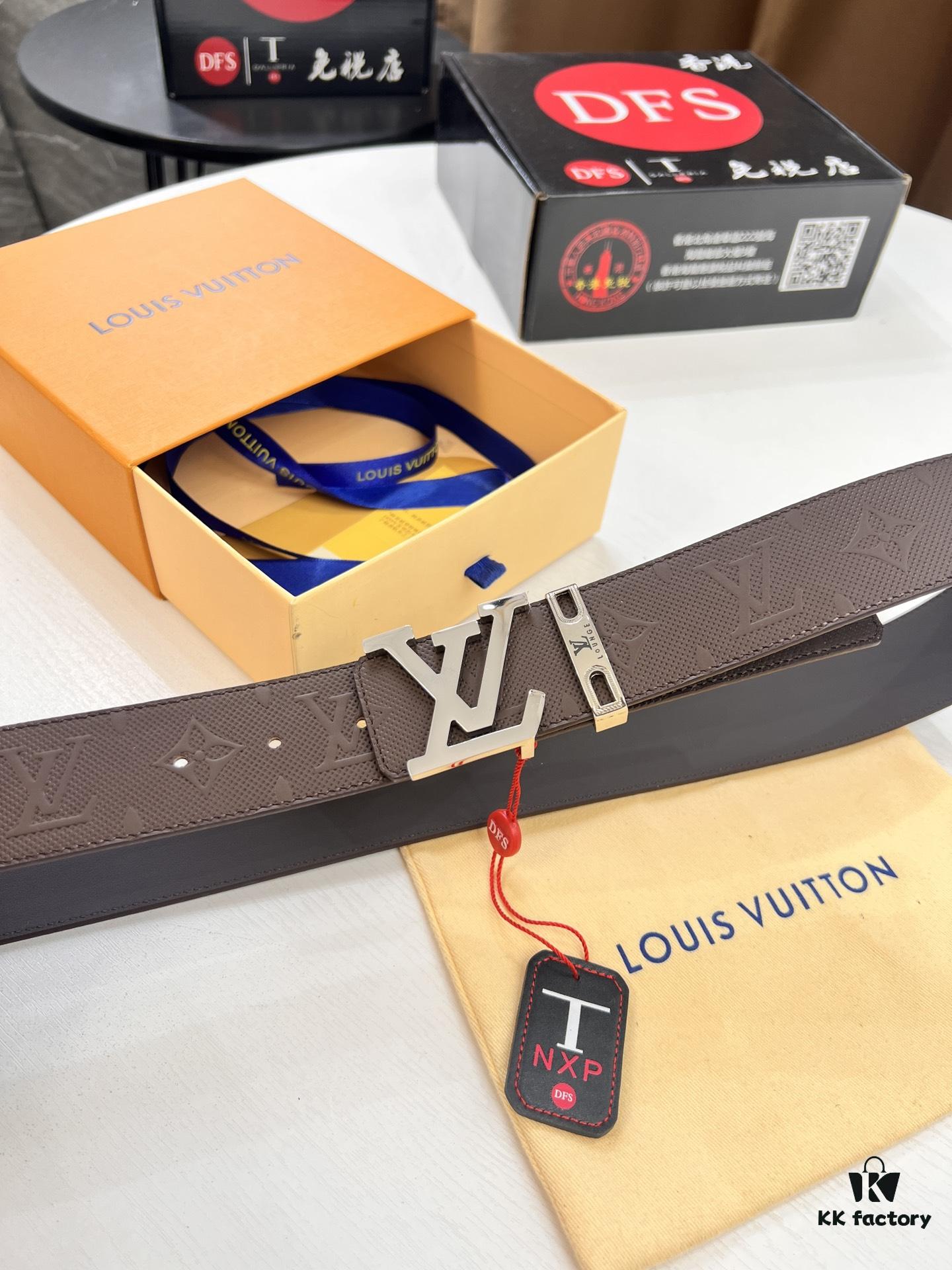 Arrival of Louis Vuitton LV Men's Belt, ZP Mould Design, Imported Genuine Original Print, Full-Grain Cowhide Leather, Double-Sided Usage, 3.8cm Width