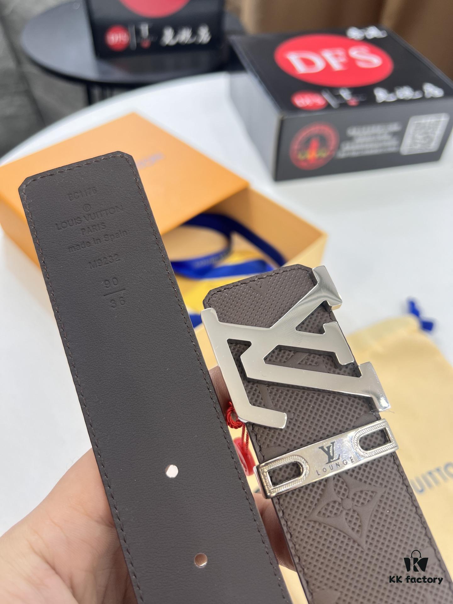 Arrival of Louis Vuitton LV Men's Belt, ZP Mould Design, Imported Genuine Original Print, Full-Grain Cowhide Leather, Double-Sided Usage, 3.8cm Width