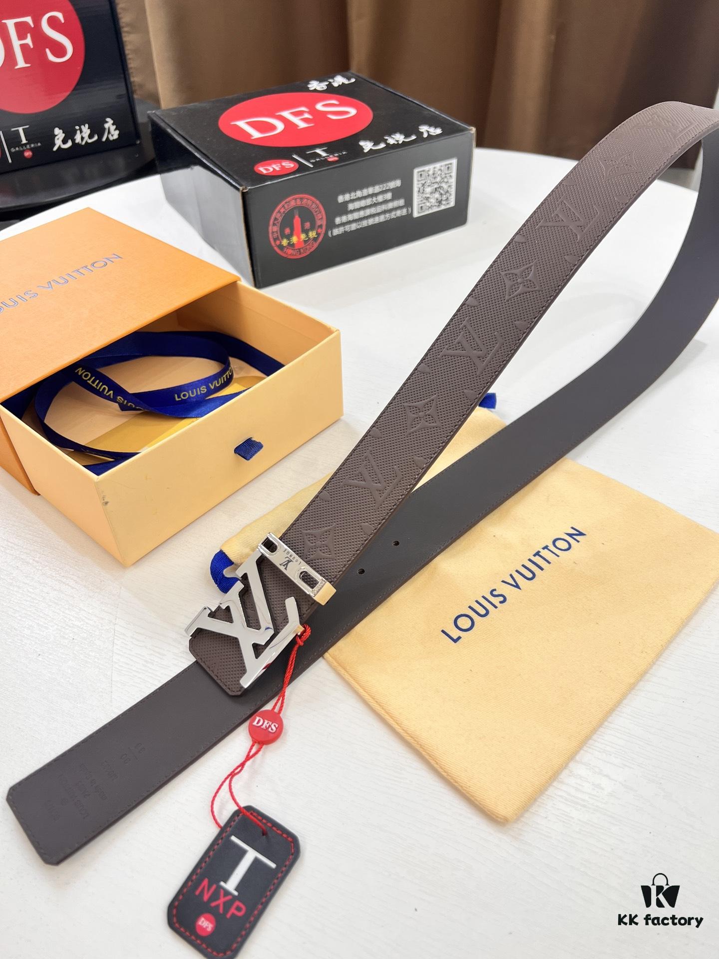 Arrival of Louis Vuitton LV Men's Belt, ZP Mould Design, Imported Genuine Original Print, Full-Grain Cowhide Leather, Double-Sided Usage, 3.8cm Width