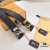 Original Factory Premium Hong Kong Tax-Free T Gift Box 🎁 (NXP RFID Tag with Verifiable Authentication), Belt with Louis Vuitton LV Buckle, Made of French Top-Grade Embossed Cowhide Leather, 3.8cm Width, High-Quality Stainless Steel Hardware with Corroded Pattern Design