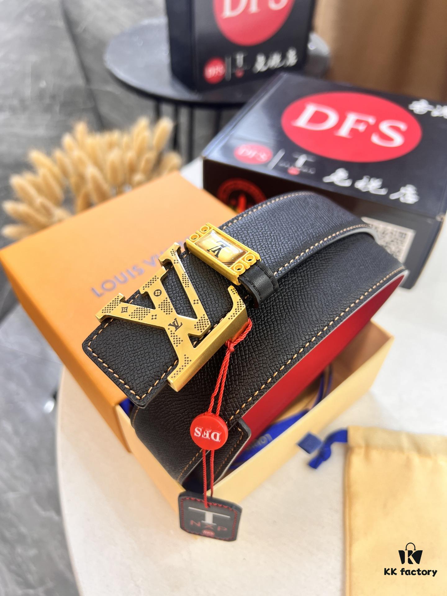 Top-Tier Louis Vuitton LV Belt, Genuine Crocodile-Texture Top-Grain Calfskin Leather, 3.8cm Width, Original Factory Hong Kong Duty-Free T Gift Box, NXP RFID Chip (Verifiable on Official Website), Stainless Steel Hardware, Hidden Buckle Design