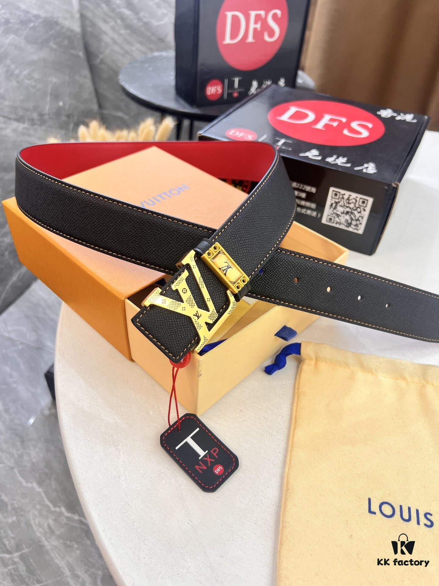 Top-Tier Louis Vuitton LV Belt, Genuine Crocodile-Texture Top-Grain Calfskin Leather, 3.8cm Width, Original Factory Hong Kong Duty-Free T Gift Box, NXP RFID Chip (Verifiable on Official Website), Stainless Steel Hardware, Hidden Buckle Design