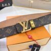 LV Men's Belt, New Arrival, Premium Cowhide Leather, Matte Finish, Corrosion-Resistant Letter Hardware, 3.8cm Width
