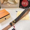 LV Men's Belt, New Arrival, Premium Cowhide Leather, Matte Finish, Corrosion-Resistant Letter Hardware, 3.8cm Width