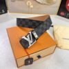 LV Men's Belt, New Arrival, Premium Cowhide Leather, Matte Finish, Corrosion-Resistant Letter Hardware, 3.8cm Width