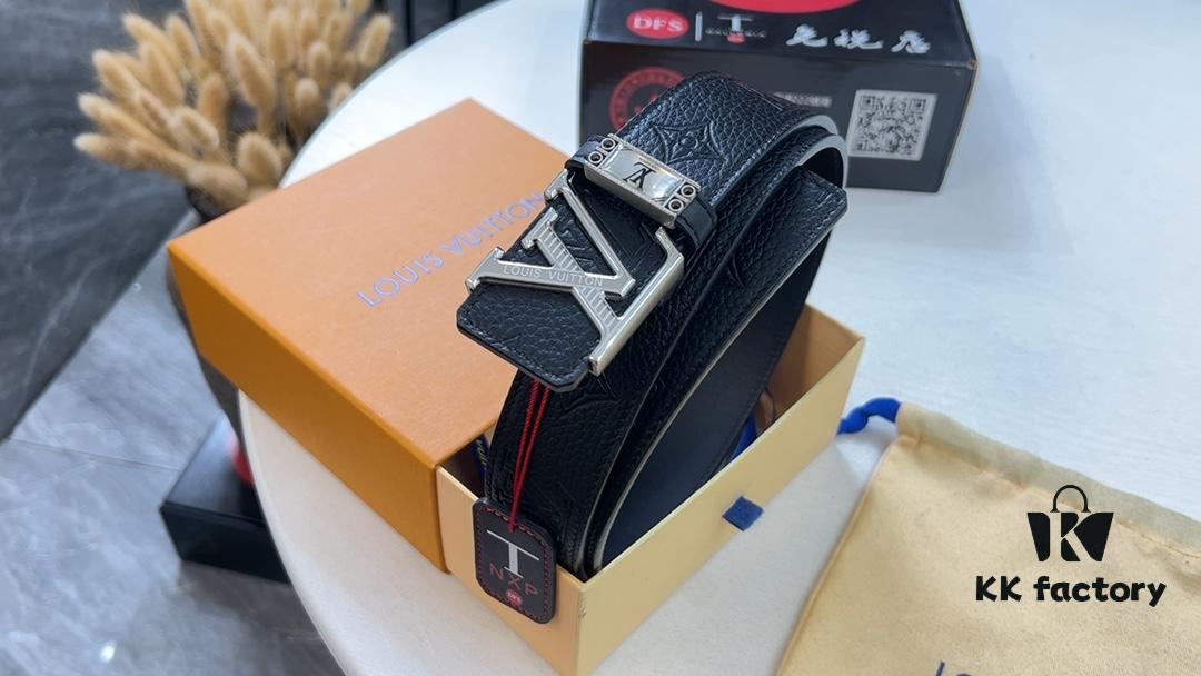 LV New Model Embossed Leather Belt, Fashion Casual Style