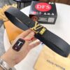 Louis Vuitton LV Men's Belt, Imported Genuine Original Factory Embossing, Top-Quality Full-Grain Calfskin Leather, 3.8cm Width, Brass Hardware with Precision Lettering