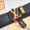 Louis Vuitton LV Men's Belt, Imported Genuine Original Factory Embossing, Top-Quality Full-Grain Calfskin Leather, 3.8cm Width, Brass Hardware with Precision Lettering