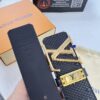 Louis Vuitton LV Men's Belt, Imported Genuine Original Factory Embossing, Top-Quality Full-Grain Calfskin Leather, 3.8cm Width, Brass Hardware with Precision Lettering