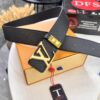 Louis Vuitton LV Men's Belt, Imported Genuine Original Factory Embossing, Top-Quality Full-Grain Calfskin Leather, 3.8cm Width, Brass Hardware with Precision Lettering