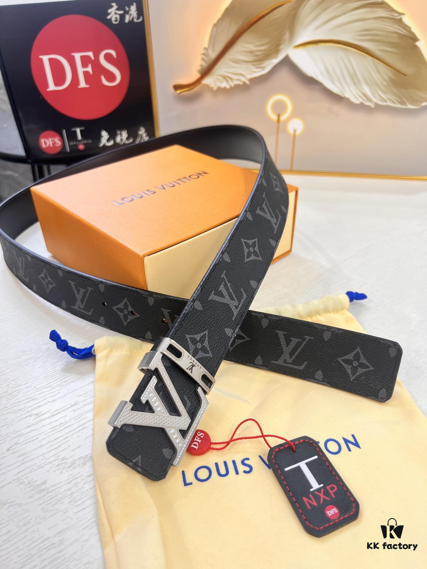 Louis Vuitton LV Belt, ZP Synchronized New Men's Belt with Monogram Imported Fabric, Full-Grain Calfskin Plain Weave, Reversible Design, Diamond-Paved Letter Hardware, 3.8cm Width