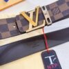 Louis Vuitton LV Belt, ZP Synchronized New Men's Belt with Monogram Imported Fabric, Full-Grain Cowhide Plain Weave, Reversible Design, Diamond-Inlaid Letter Hardware, 3.8cm Width