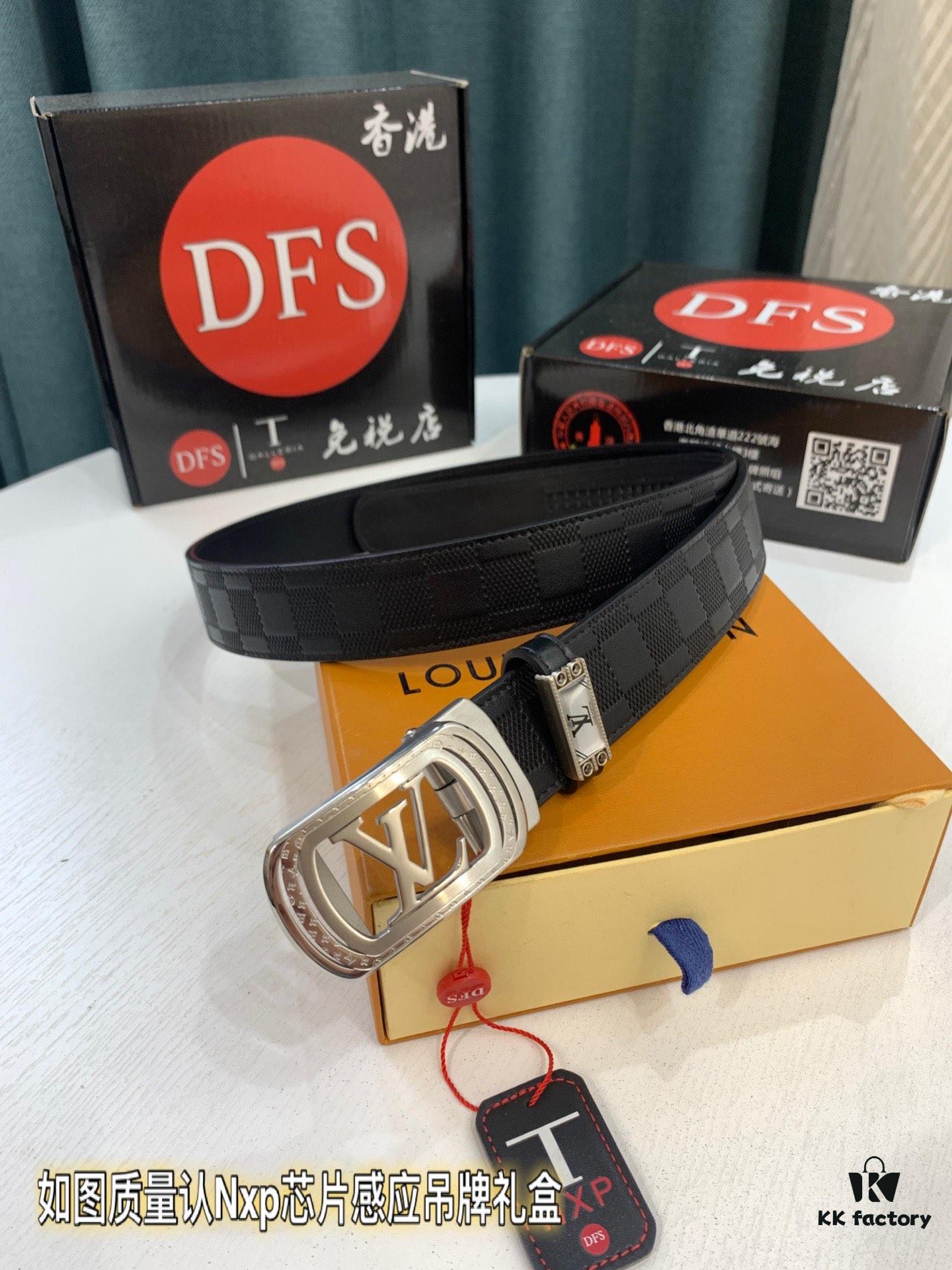 Louis Vuitton Automatic Buckle Belt, Genuine Cowhide, Top-Quality Business Formal Belt with LV Stainless Steel Hardware, 3.5 cm Width