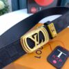 Louis Vuitton Automatic Buckle Belt, Top-Quality Genuine Leather, Imported Full-Grain Calfskin with Refined Grain Texture, 3.5cm Width, Smooth Slide Mechanism, Stainless Steel LV Hardware