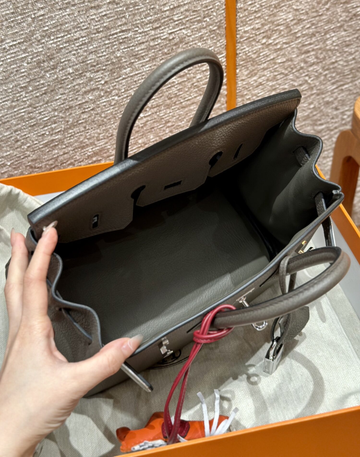 Birkin Platinum 25cm, Pewter Grey