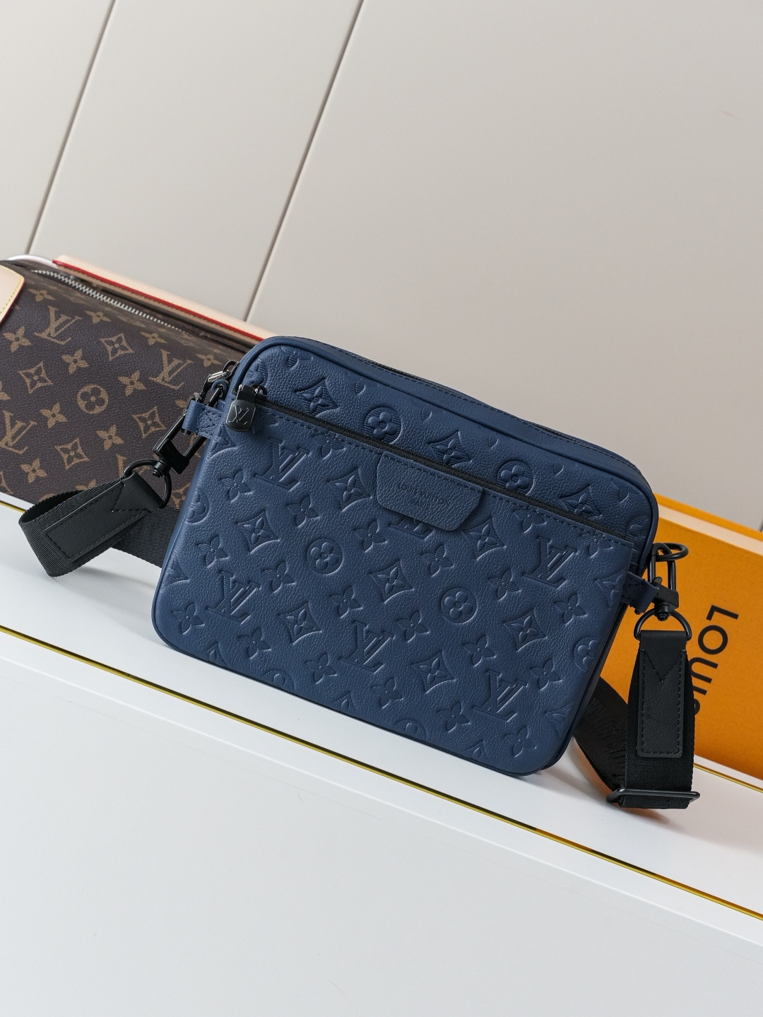 Louis Vuitton This Trio Messenger bag is crafted from soft Monogram Shadow calf leather.