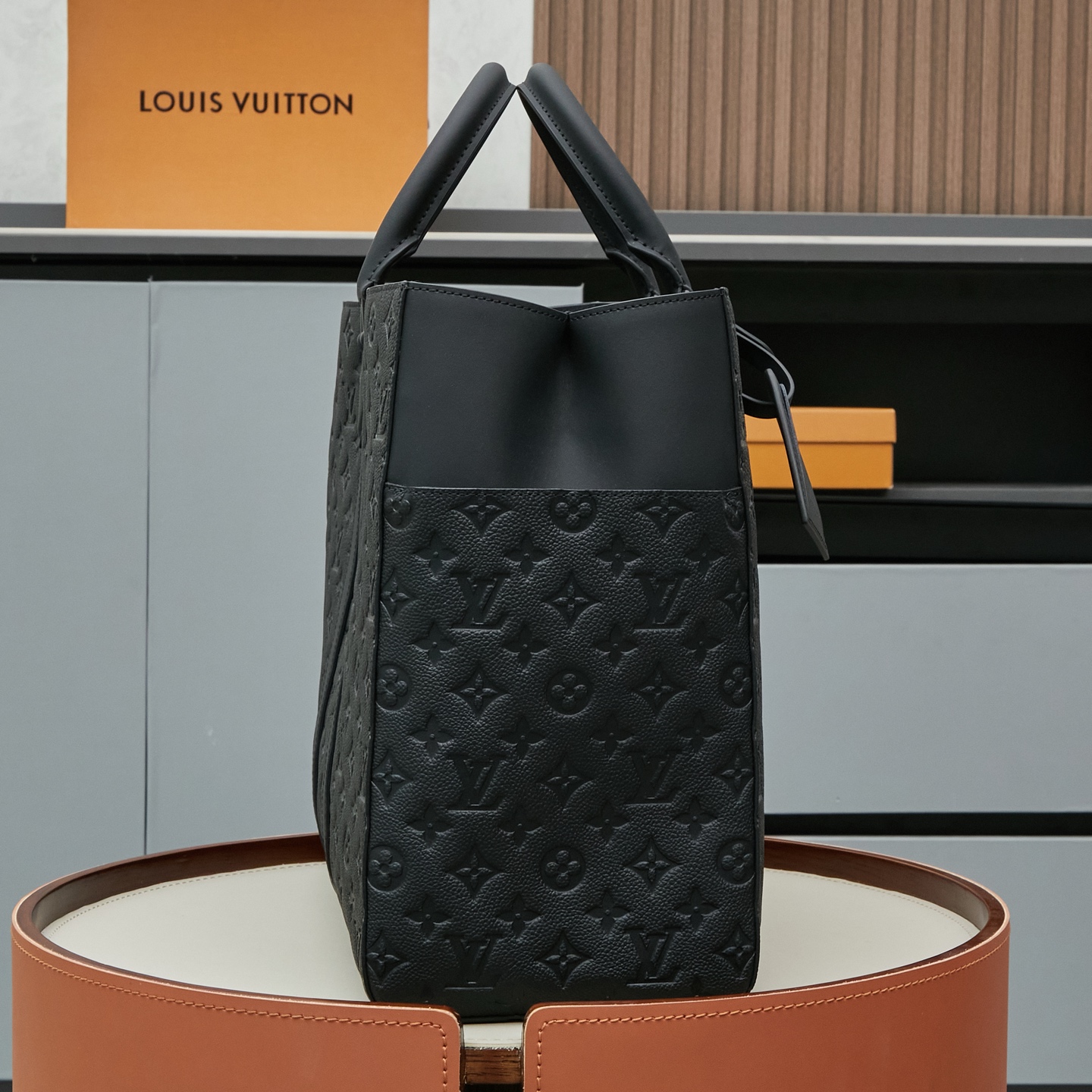 Louis Vuitton This Sac Plat 24H bag is crafted from Monogram-embossed Taurillon leather.