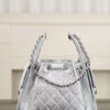26c 25bag Drawstring Bucket Bag, Silver with Silver Buckle, Small Size