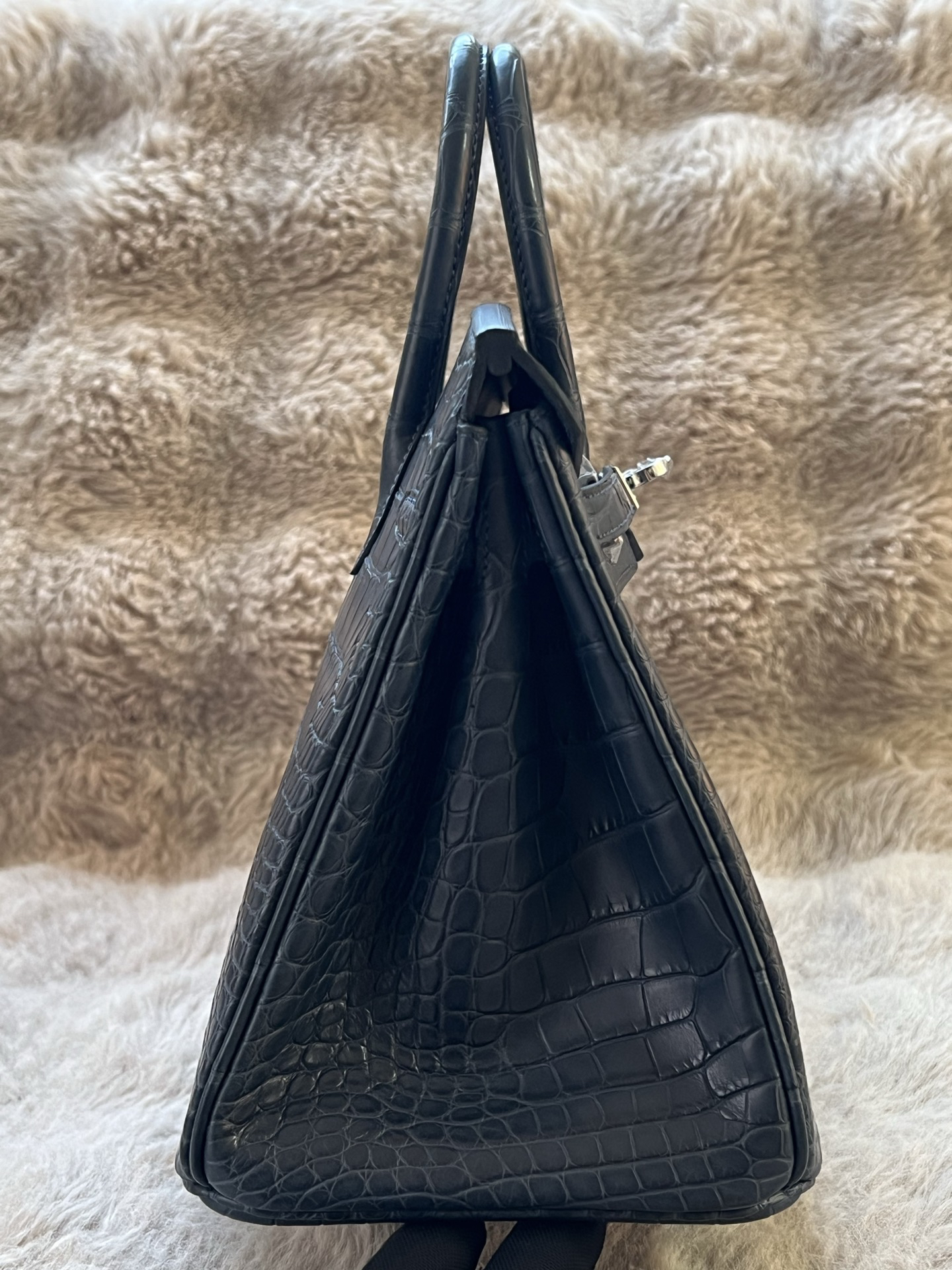 American Crocodile Hazy Blue Silver Buckle Platinum 25