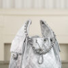 26c 25bag Drawstring Bucket Bag, Silver with Silver Buckle, Small Size