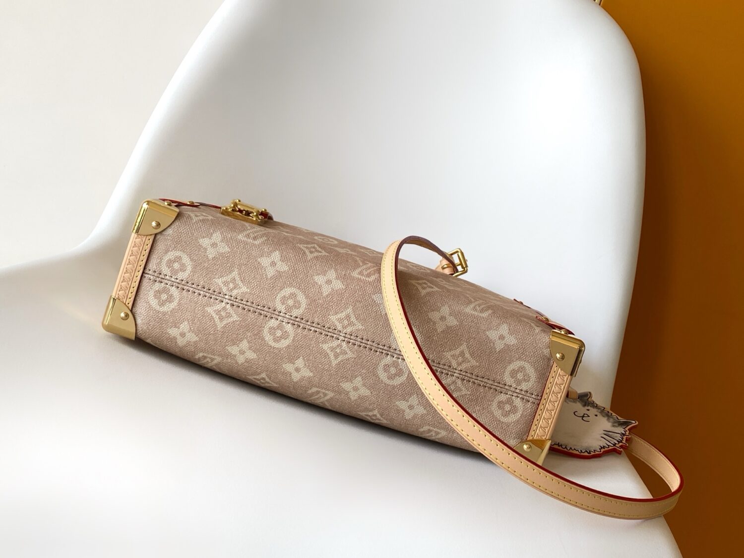 Louis Vuitton This "LV Travels With" edition of the large Side Trunk handbag showcases the brand's collaboration with a fashion icon and artist.
