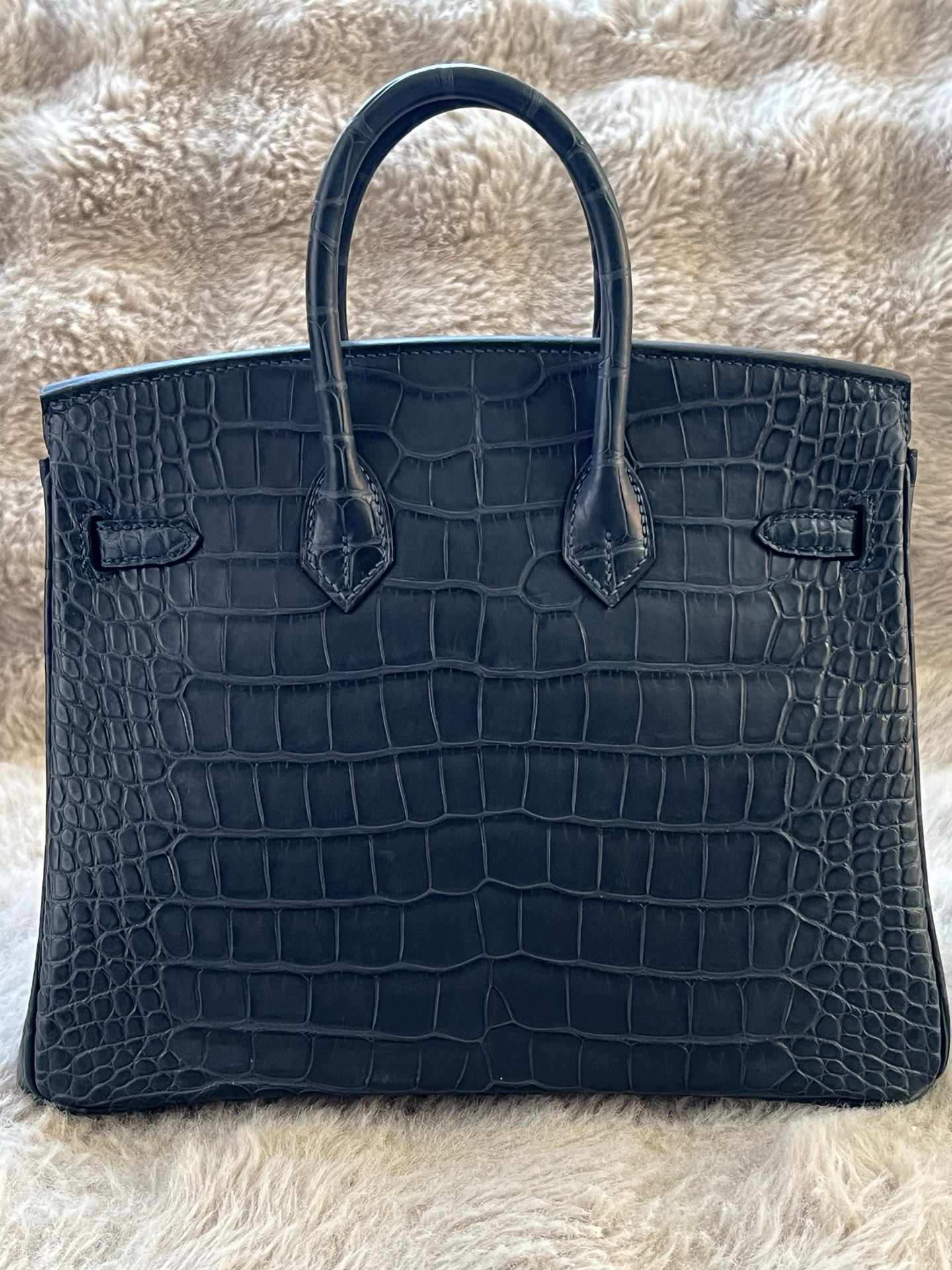 American Crocodile Hazy Blue Silver Buckle Platinum 25