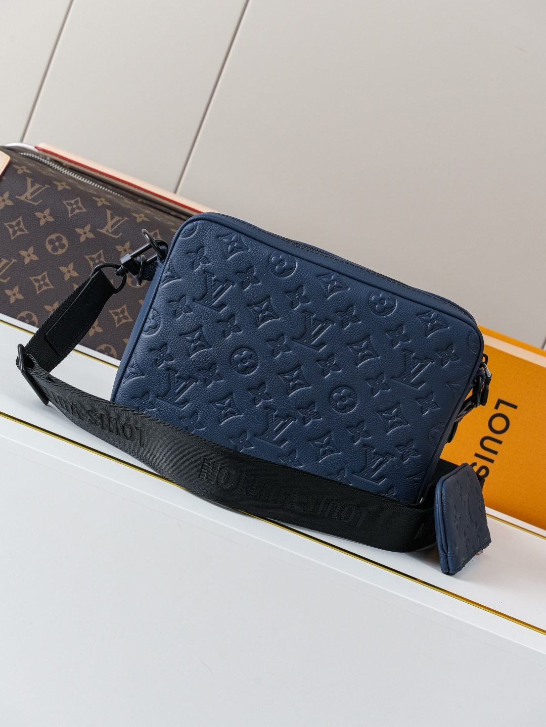 Louis Vuitton This Trio Messenger bag is crafted from soft Monogram Shadow calf leather.