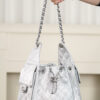 26c 25bag Drawstring Bucket Bag, Silver with Silver Buckle, Small Size