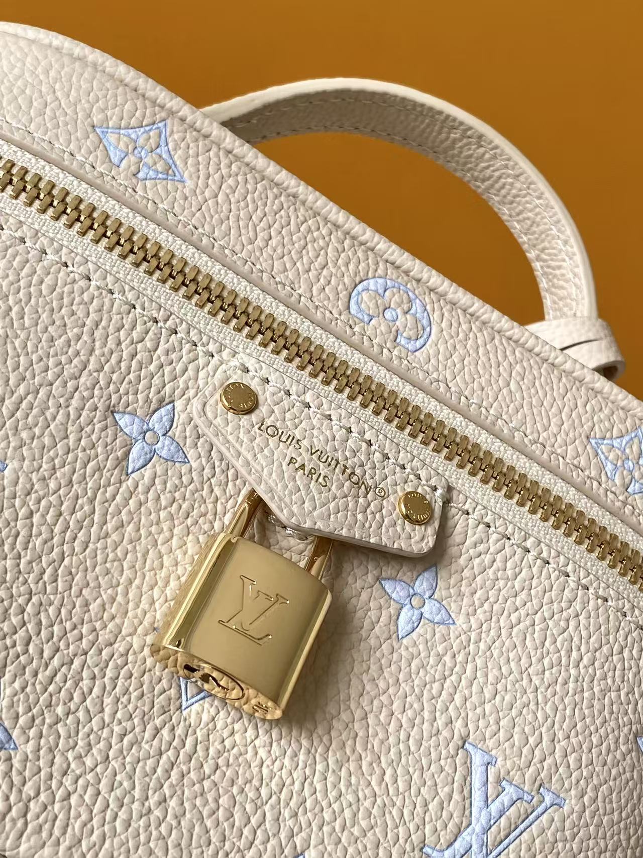 Louis Vuitton M27744 Blue Silk-Screen Print, Full Leather Bag — Vanity Chain Pouch