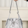 26c 25bag Drawstring Bucket Bag, Silver with Silver Buckle, Small Size