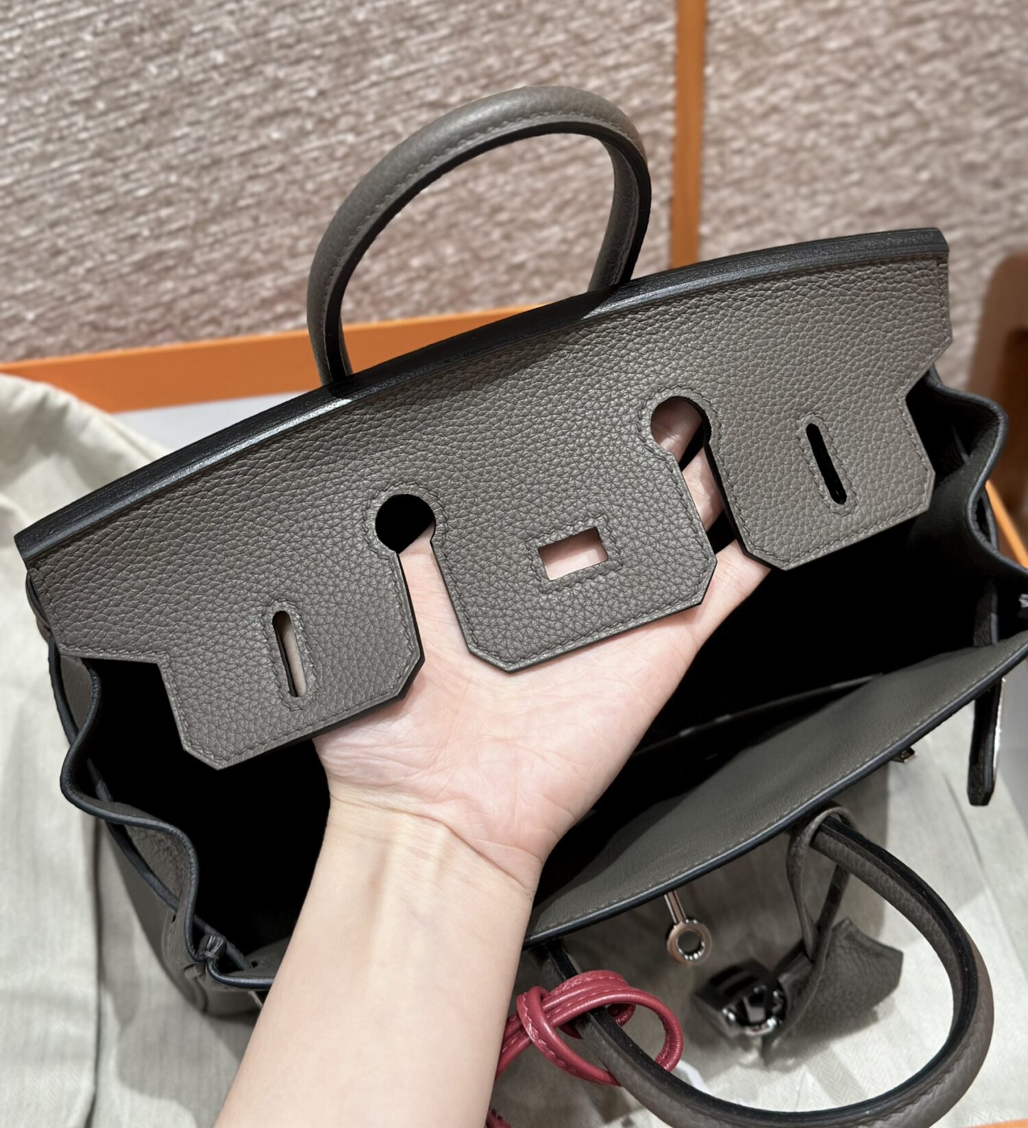 Birkin Platinum 25cm, Pewter Grey