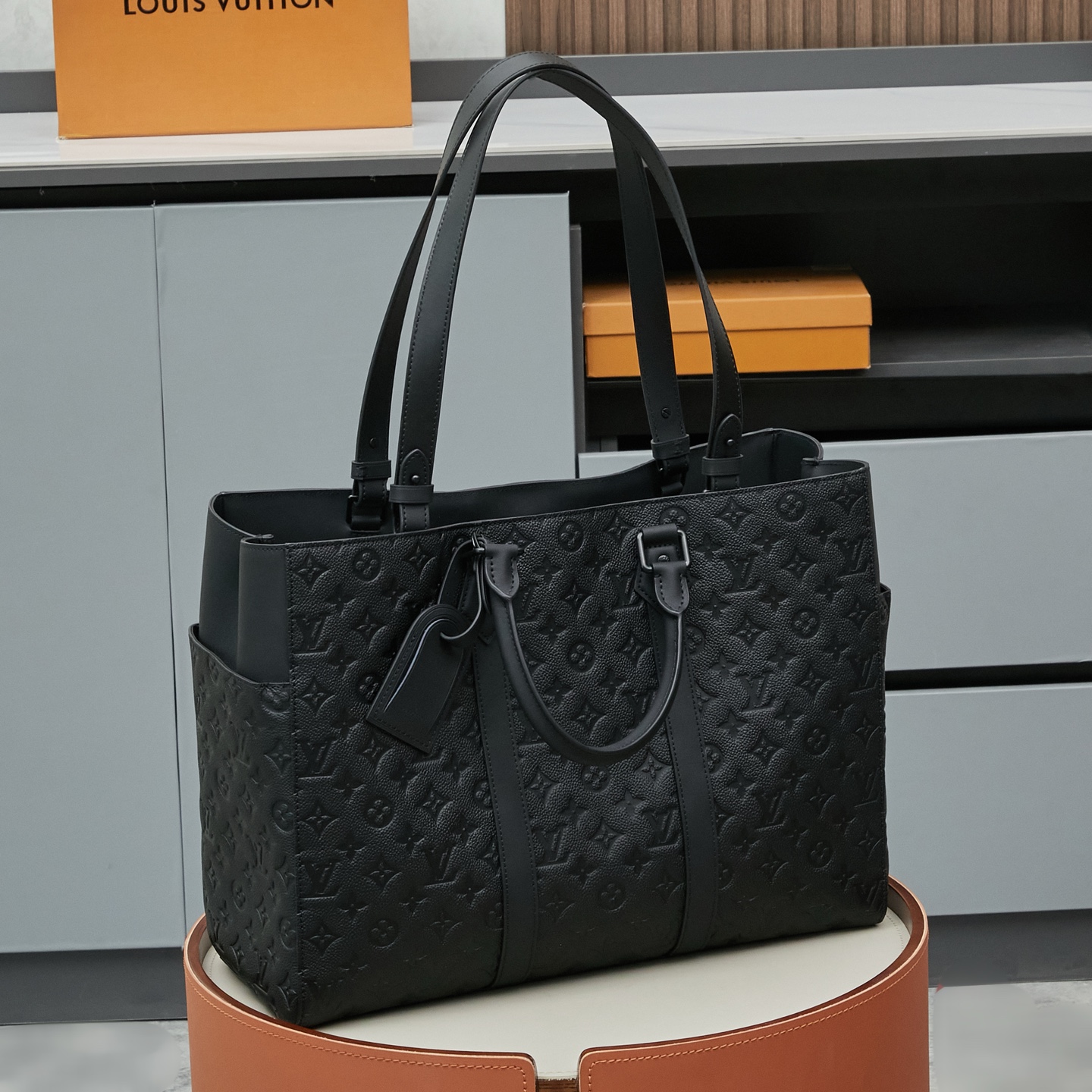 Louis Vuitton This Sac Plat 24H bag is crafted from Monogram-embossed Taurillon leather.