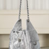 26c 25bag Drawstring Bucket Bag, Silver with Silver Buckle, Small Size
