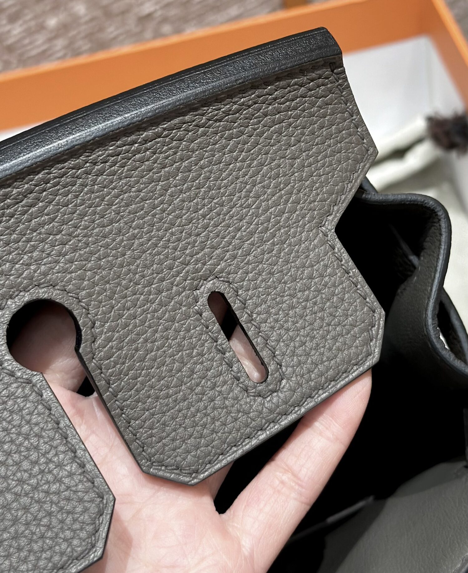 Birkin Platinum 25cm, Pewter Grey