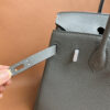 Birkin Platinum 25cm, original imported Togo leather, [Rainy Gray], silver hardware.
