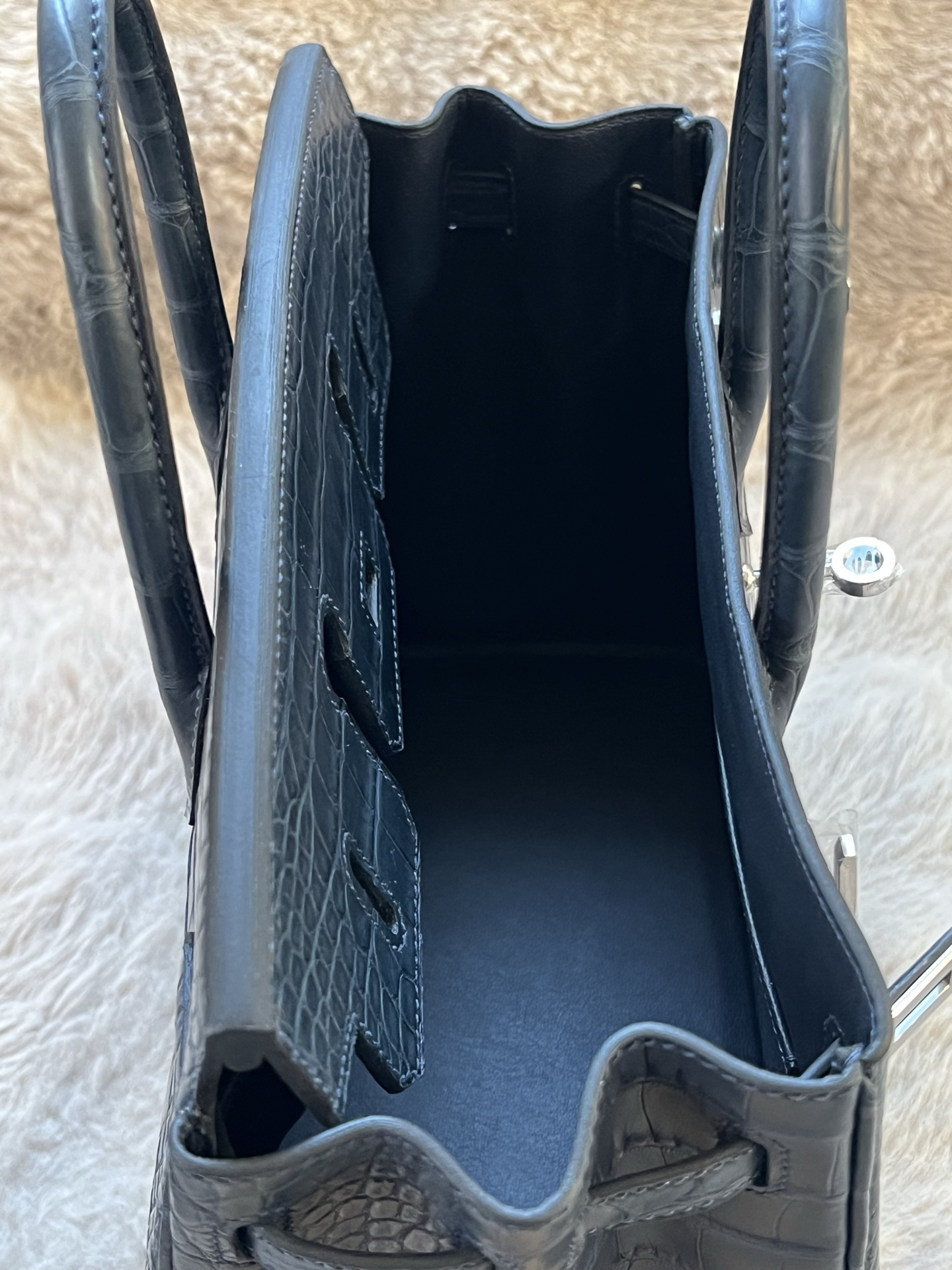 American Crocodile Hazy Blue Silver Buckle Platinum 25