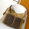 Louis Vuitton M12697 Full Khaki Leather Bag, Top-Tier Original, Dimensions Modified, Monogram Canvas, Classic Canvas with Wide Shoulder Strap